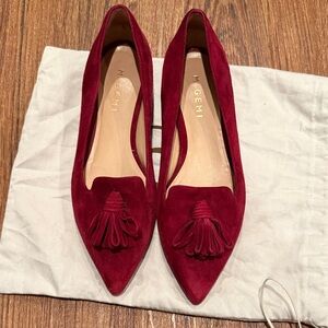Red Suede Tassel Flats